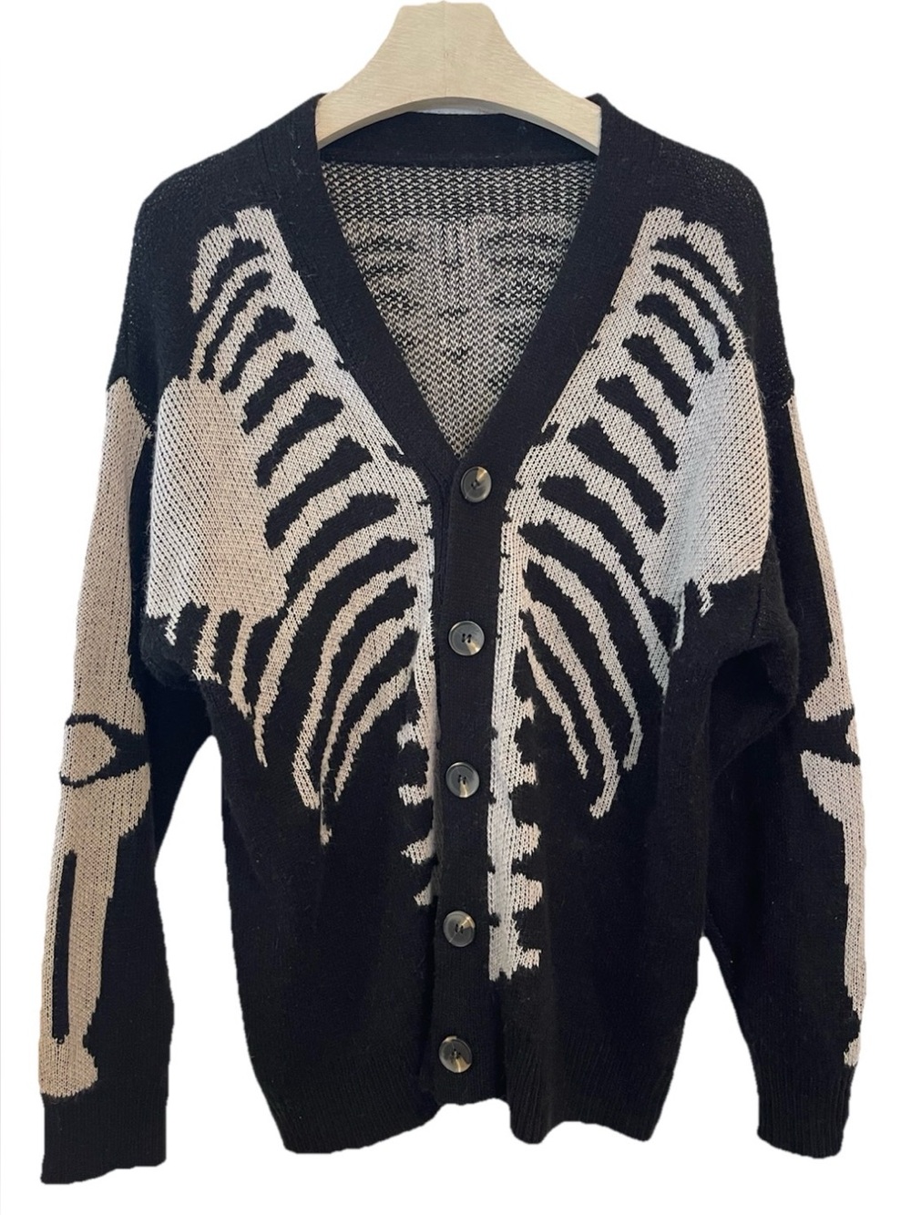 Shein Cardigan Sweater Skeleton Print Medium Mens